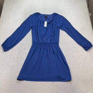 White House Black Market Blue Soft Boho Long Sleeve Dress Size 4 NEW
